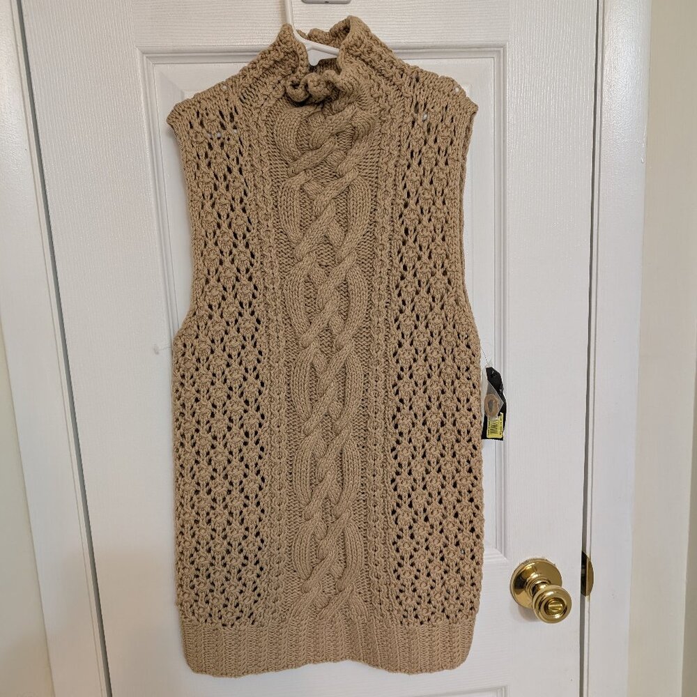 DKNY Tan Sleeveless Cable Knit Sweater NWT!!